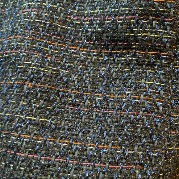 Escada, deep blue with multi colored threads; 2 pockets; button closure. - Picture 6 of 13